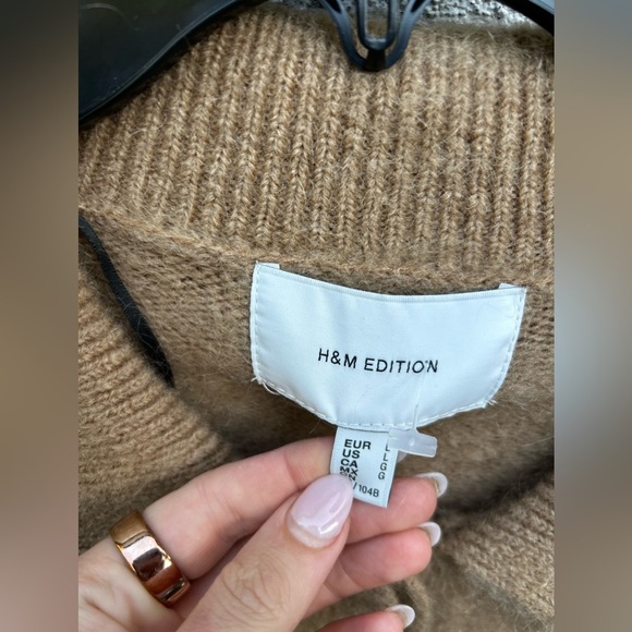 H&M MOHAIR-BLEND COLLARED CARDIGAN in Dark Beige - Picture 7 of 13